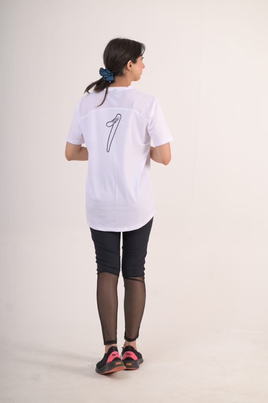 Breathable Dry fit White T-Shirt (back mash with net)