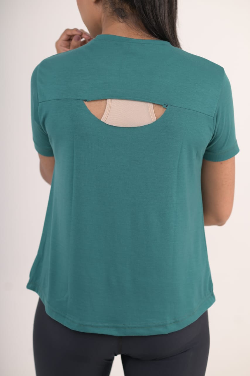 Sea green open back T-Shirt