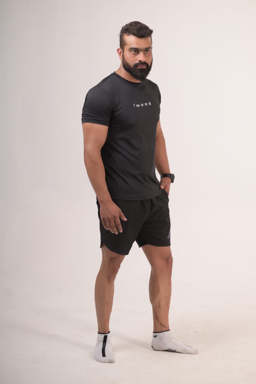 Men's Breathable Dri-Fit Black T-Shirt (back mash with net)