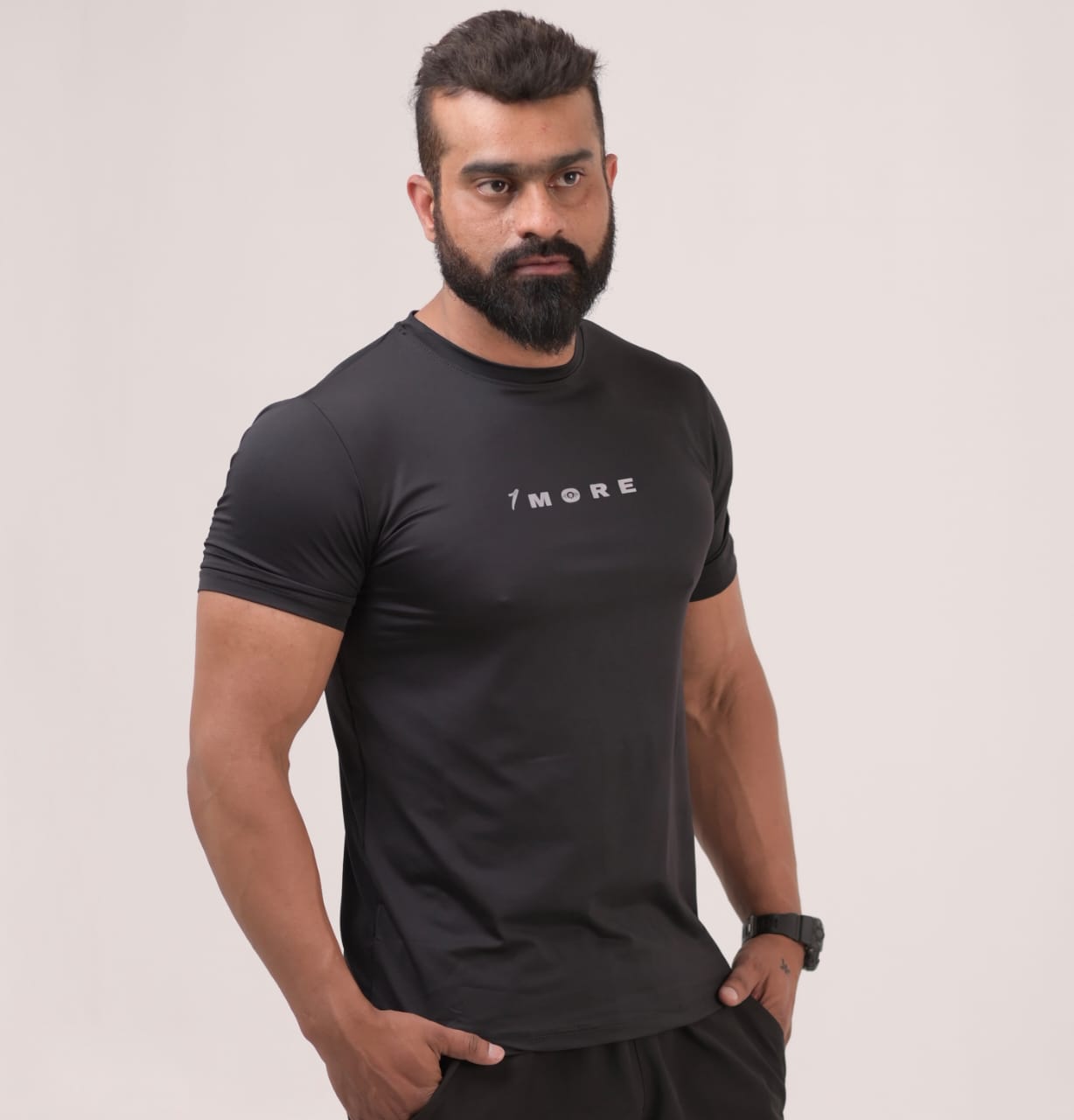 Men's Breathable Dri-Fit Black & Grey T-Shirt (back mash with net)