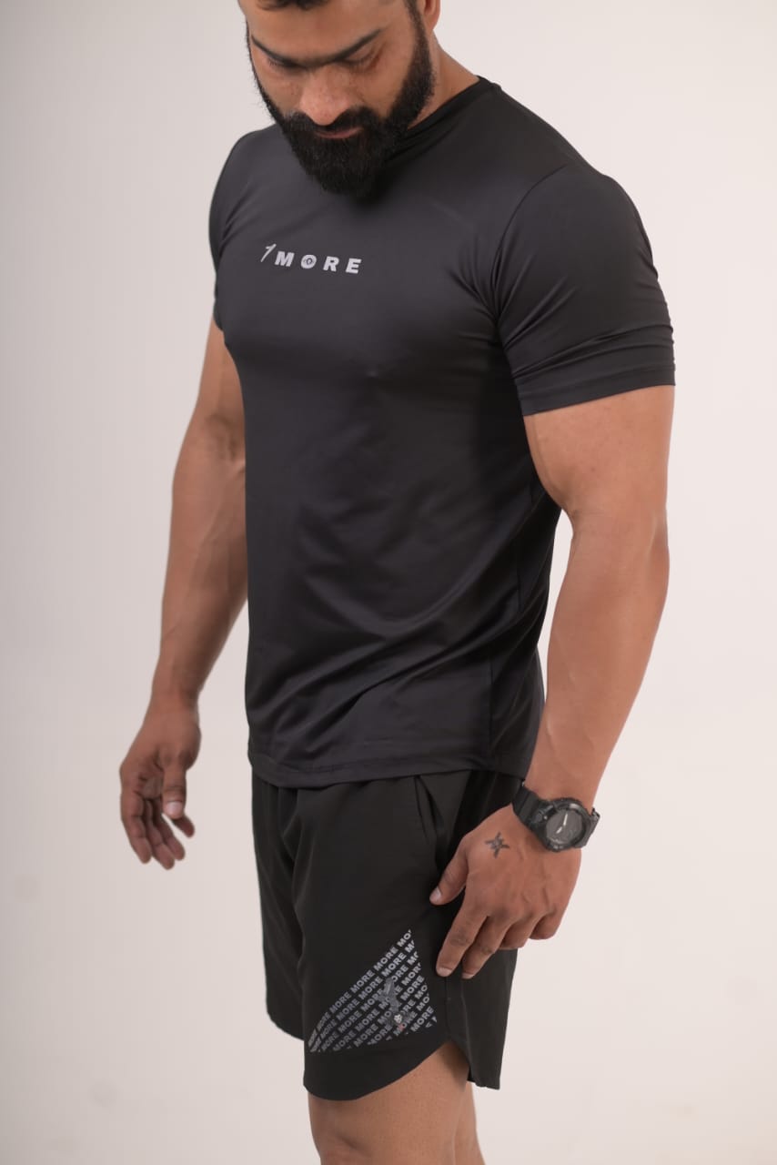 Men's Breathable Dri-Fit Black & Grey T-Shirt (back mash with net)