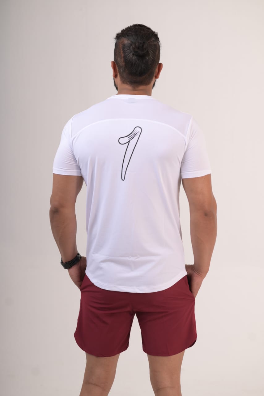 Men's Breathable Dri-Fit White T-Shirt (back mash with net)