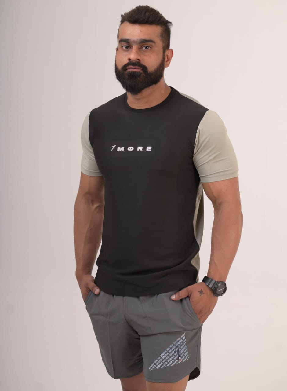 Men's Breathable Dri-Fit Black T-Shirt (back mash with net)