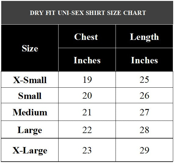 Dry fit unisex tee shirt